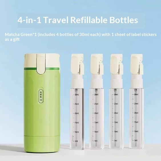 ✈️ Recipient de Călătorie 4‑în‑1 pentru Șampon, Gel de Duș și Loțiuni
