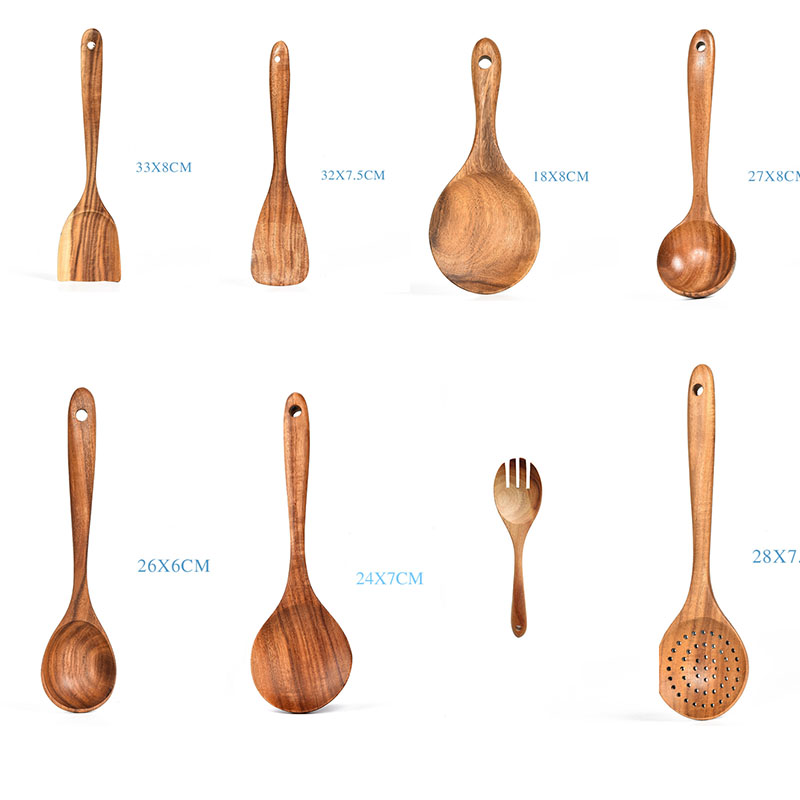 🥄 Set Ustensile de Bucătărie din Lemn Natural de Teak
