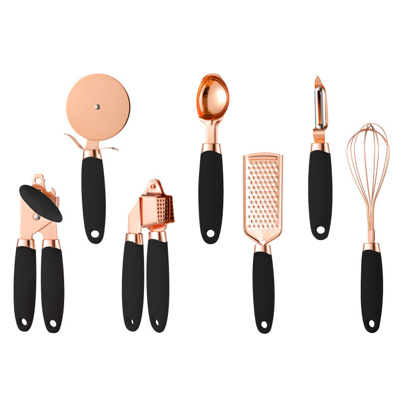 🍳 Set Ustensile de Bucătărie Premium 7 Piese – Oțel Inoxidabil & Suport Elegant ✨