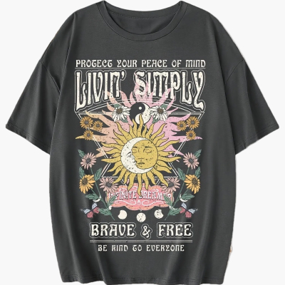 👕 Tricou Unisex Casual cu Imprimeu Cartoon din Bumbac