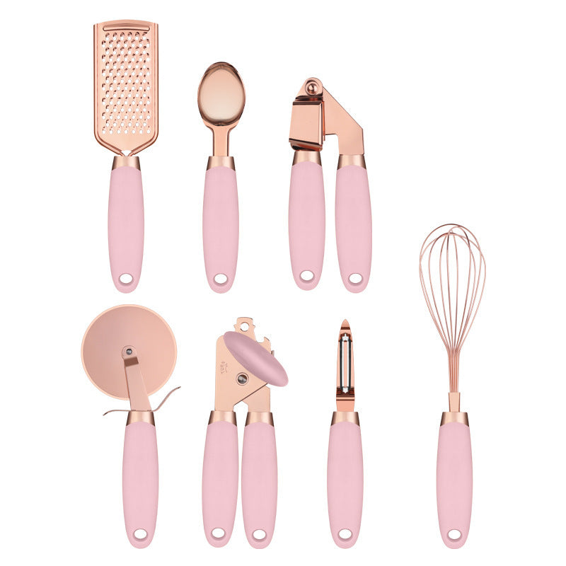 🍳 Set Ustensile de Bucătărie Premium 7 Piese – Oțel Inoxidabil & Suport Elegant ✨