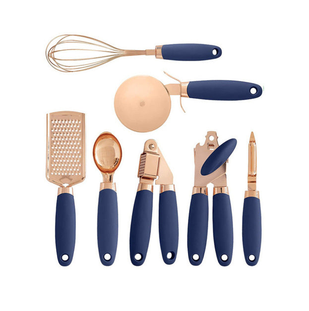 🍳 Set Ustensile de Bucătărie Premium 7 Piese – Oțel Inoxidabil & Suport Elegant ✨