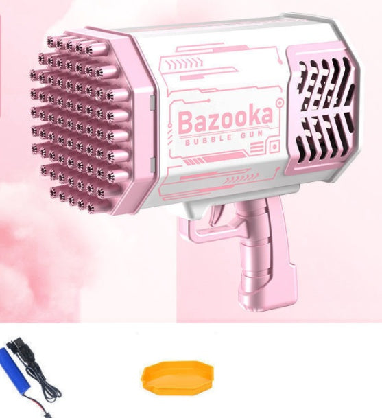 🚀 Pistol de Săpun Rachetă cu 69 de Găuri & Lumini LED 🫧✨