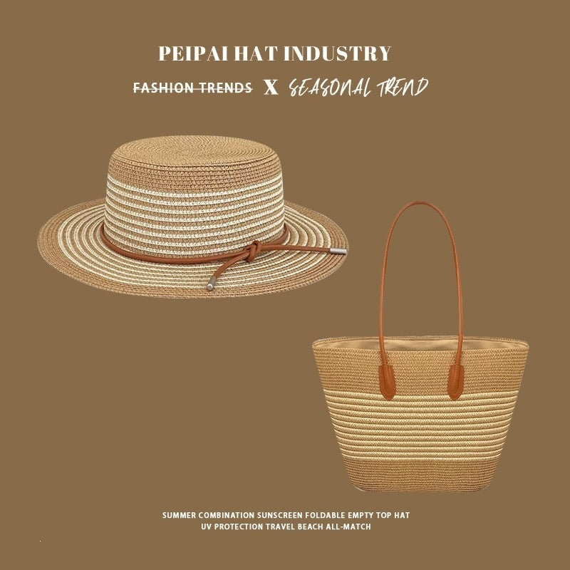 👒👜 Set Pălărie de Soare și Geantă de Umăr cu Capacitate Mare