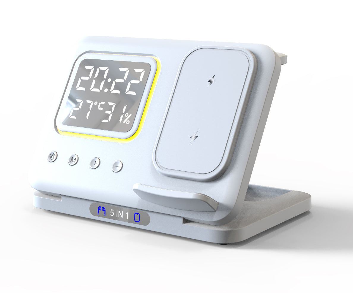 🔋⏰ Stație de Încărcare Wireless 5 în 1