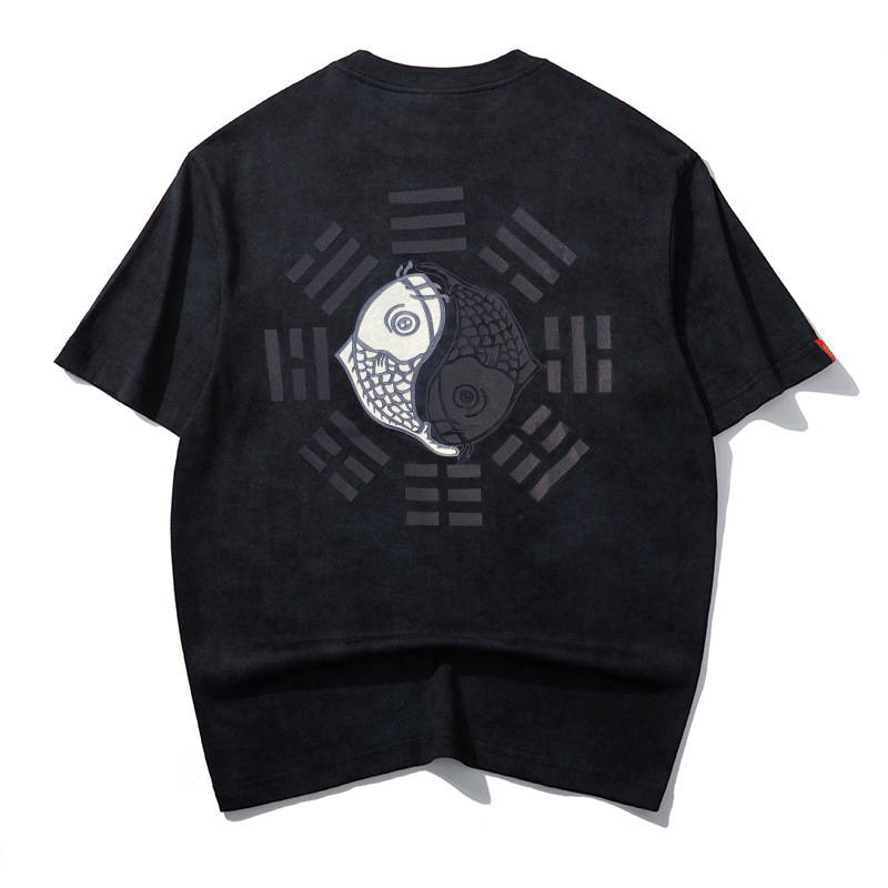 🐟👕 Tricou Koi Brodat în Stil Chinezesc