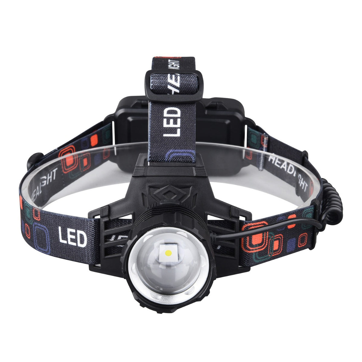 🔦 Lanternă Frontală LED T6 – 800 Lumeni, Zoom Reglabil, Alb/Roșu/Verde, Reîncărcabilă
