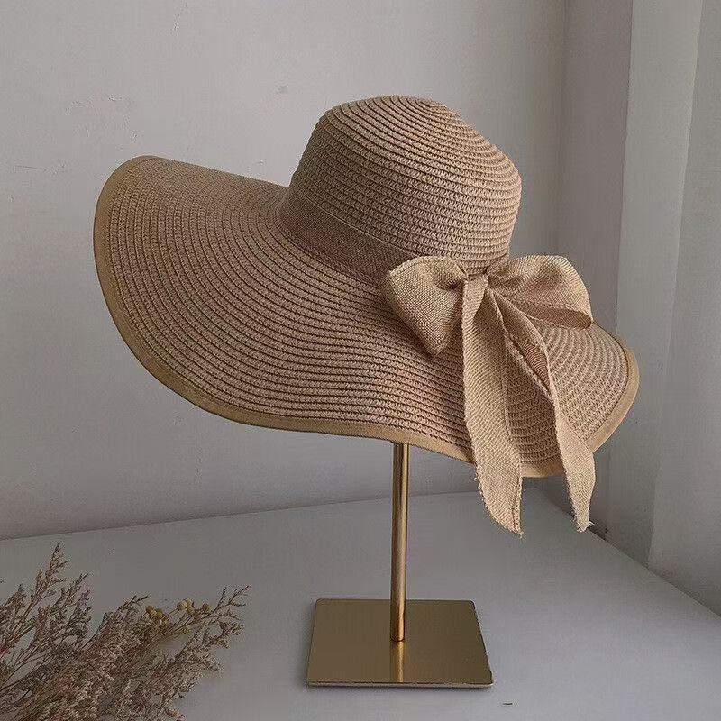 👒🌸 Pălărie de Soare Damă cu Fundă în Stil Francez