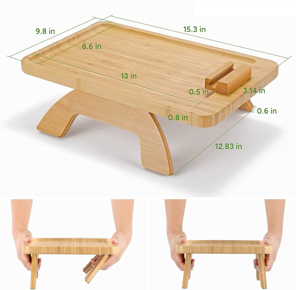 🛋️ Tavă Flexibilă pentru Brațul Canapelei din Bambus
